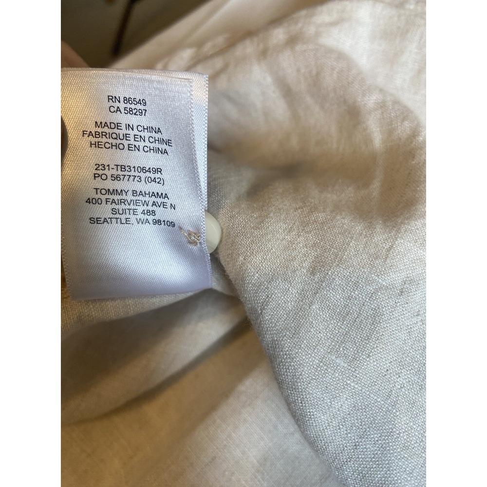 Tommy Bahama Mens XXL Beige 100% Linen Short Sleeve Button Down Shirt Marlin - Picture 10 of 10